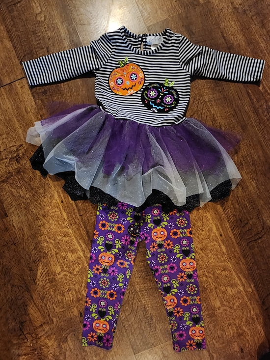 Emily Rose Other - Emily Rose Girls Halloween Sugar Skull Pumpkin Tutu Tunic Legging Set 2T